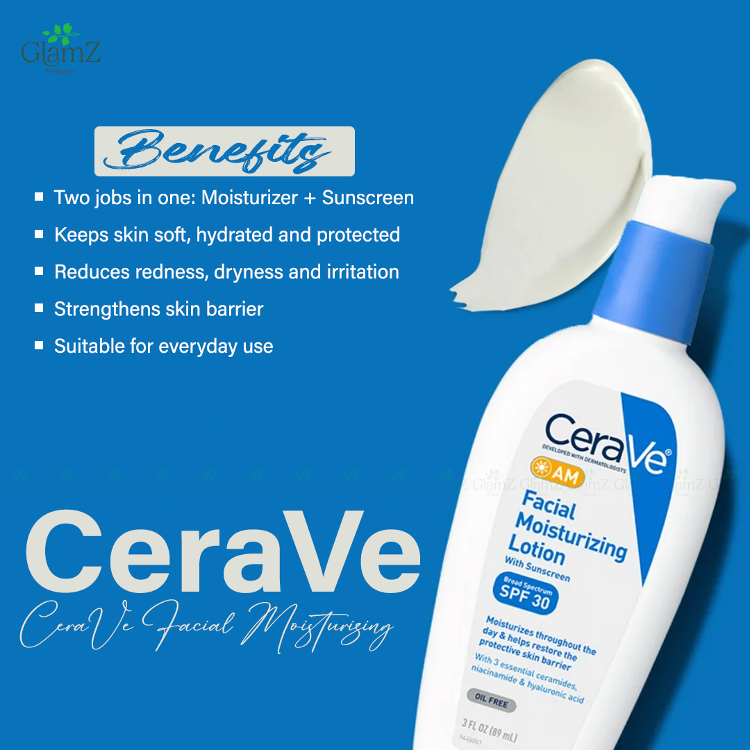 Cerave AM Facial Moisturising Lotion SPF 30 with Sunscreen for Normal to Dry Skin 89ml
