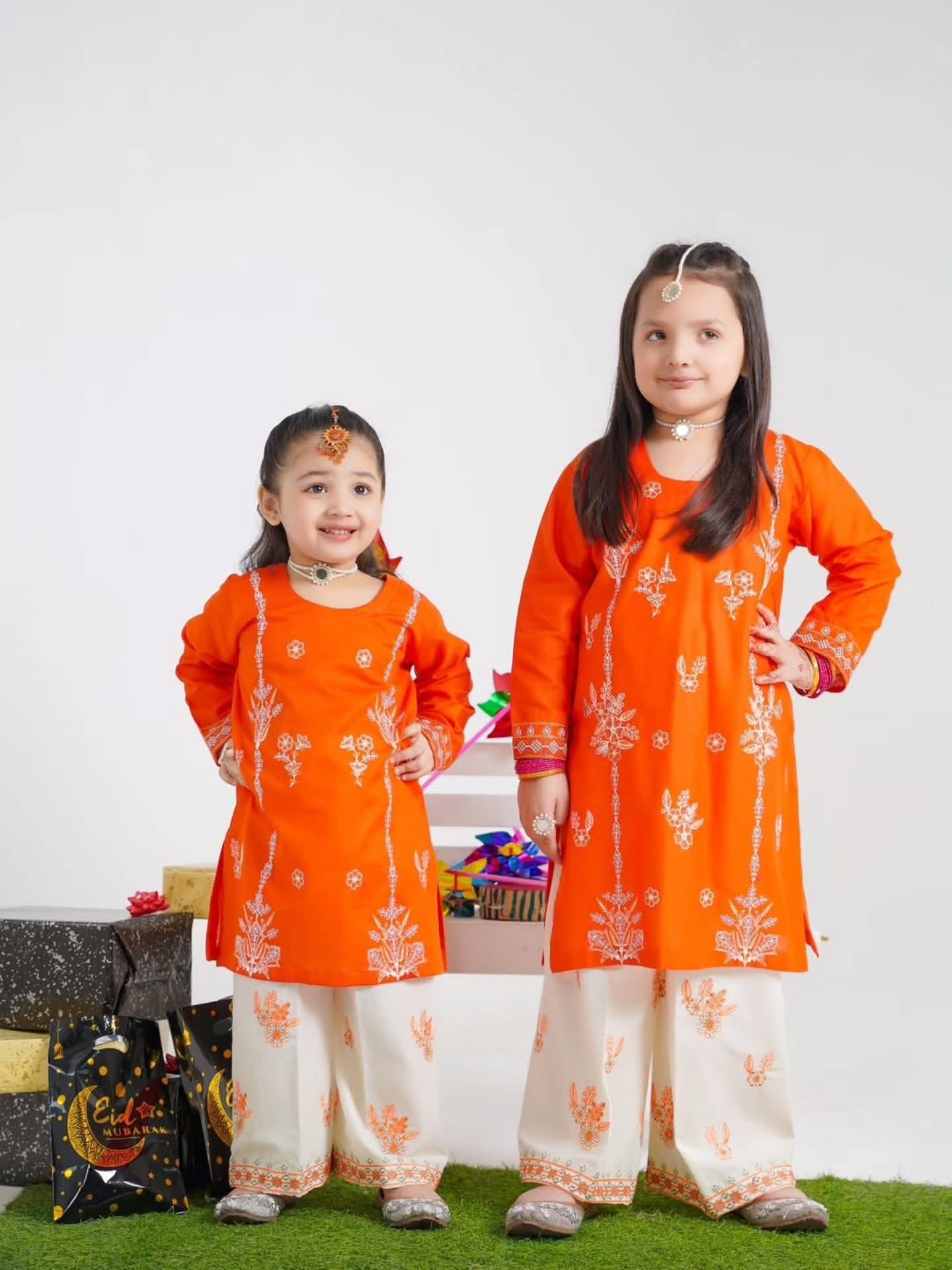 Pakistani Orange Tunic Set(PKT0014)