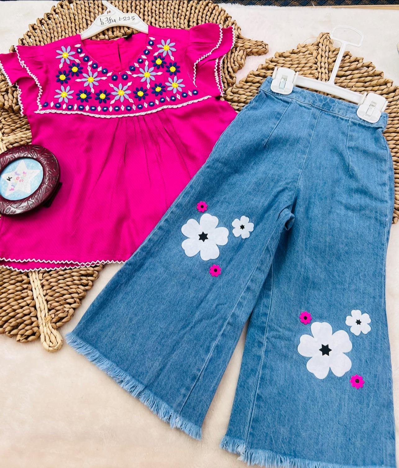 Pink Denim Tops Set(TP0024)