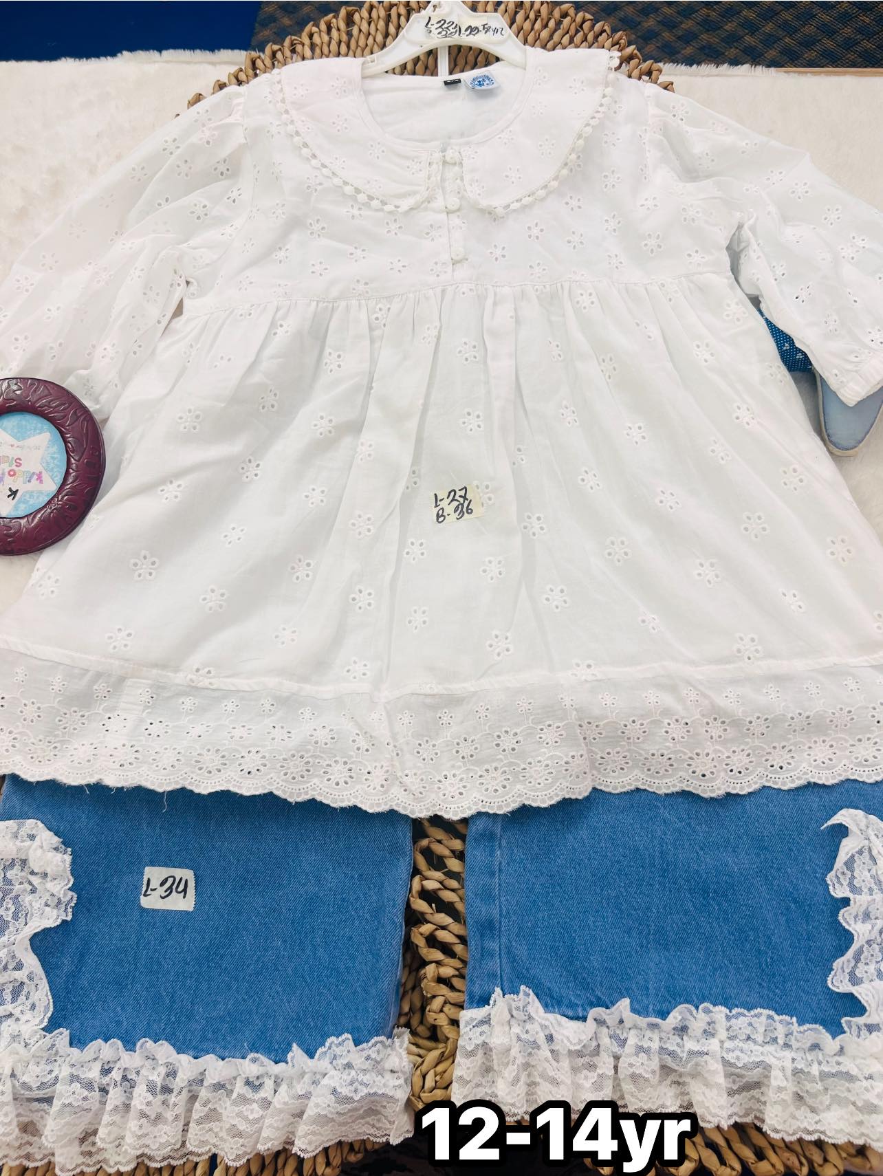 White Chickenkari Tops Set(TP0032)